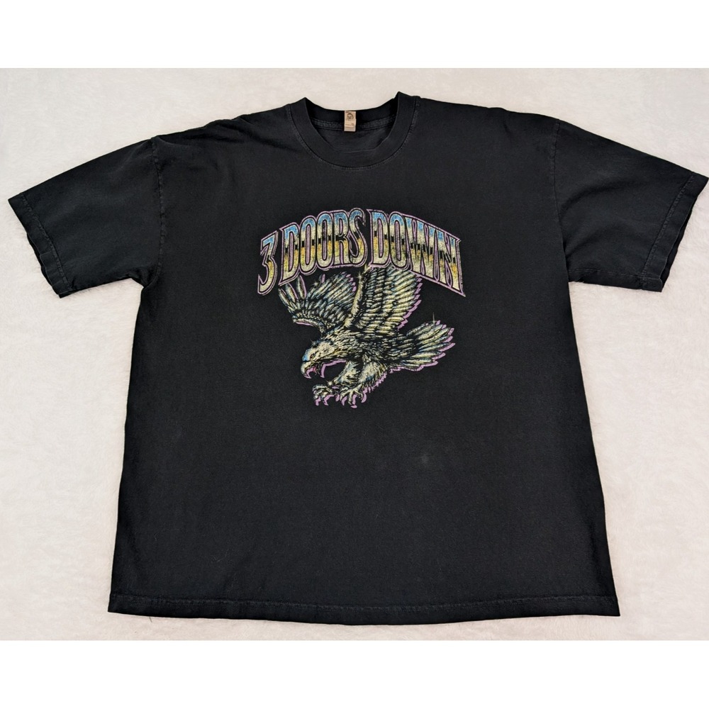 Three Doors Down T-shirt Men's Size XL Chrome Eagle Black Made in USA *Read